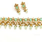 polki choker set with pastel blue stones