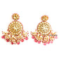 Jadau kundan bridal necklace set with dark pink beadss