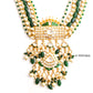 Polki kundan long haar set with pearls and green beads