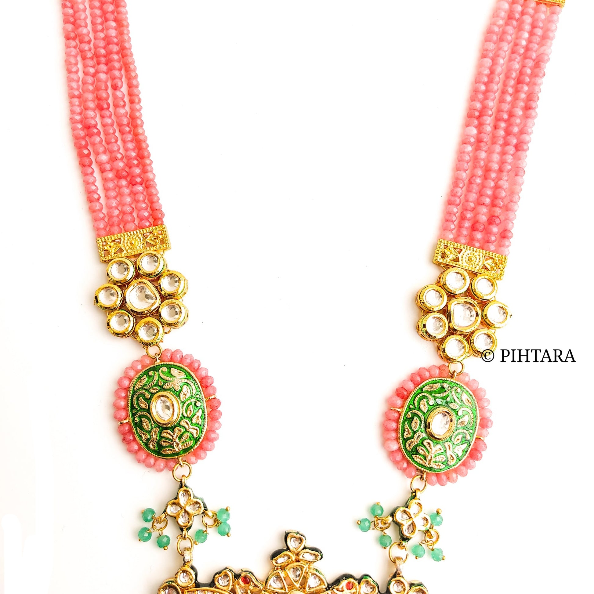 pink beads kundan haar set