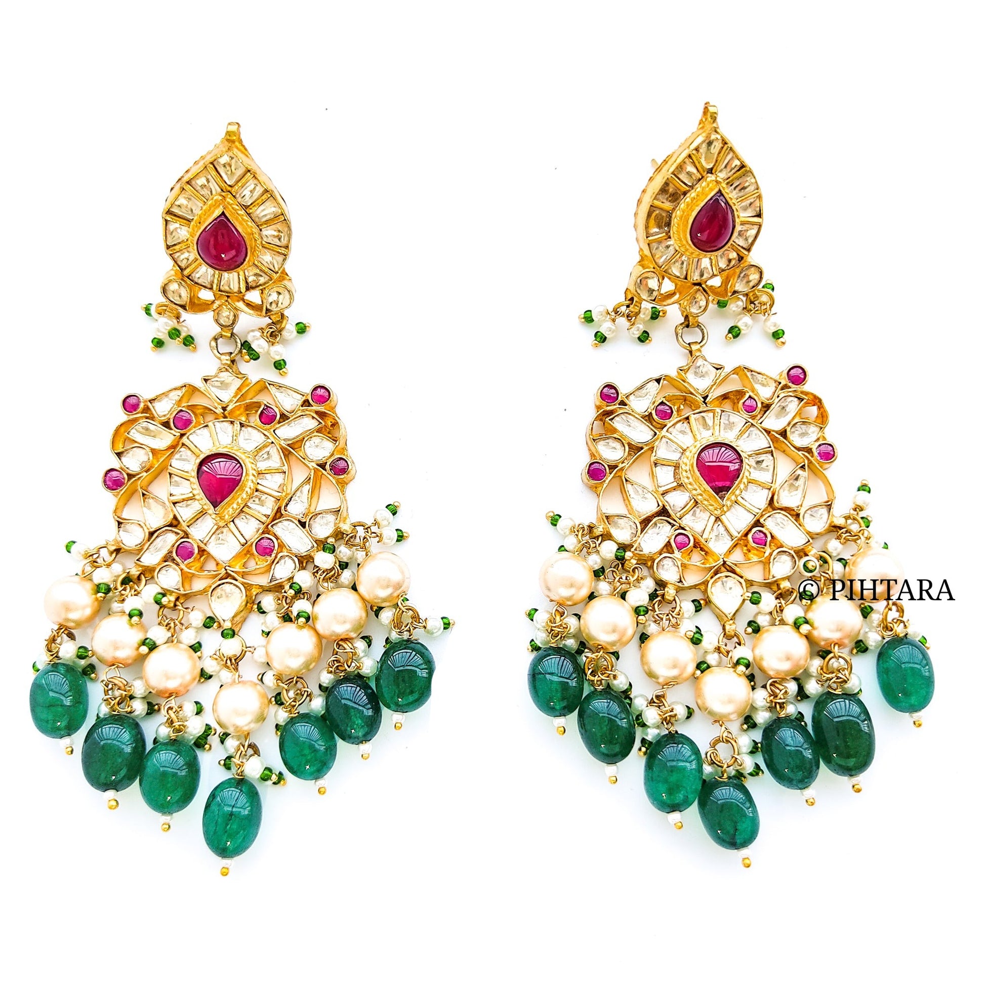 Jadau kundan necklace set with green beads