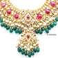 Jadau kundan necklace set with green beads