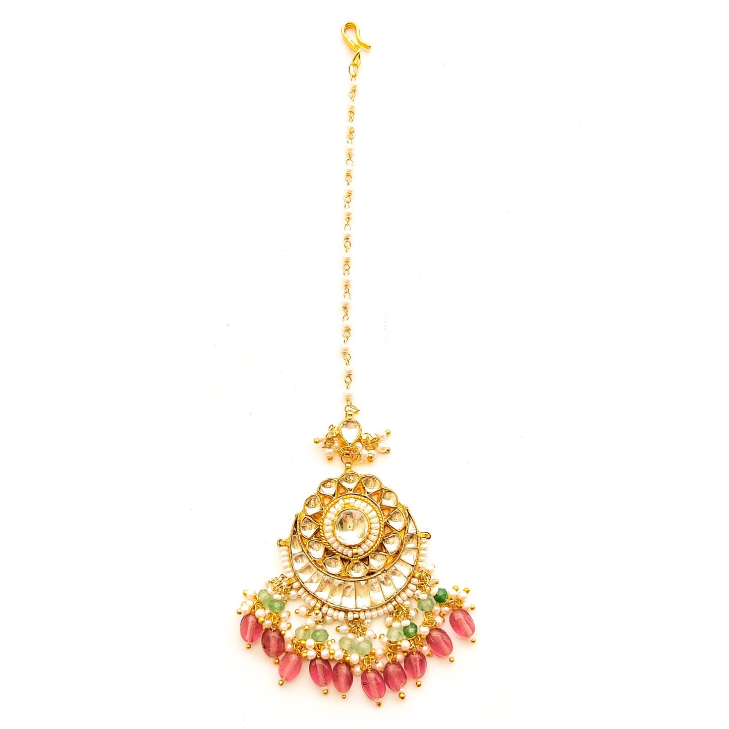 Jadau kundan choker set with pink beads