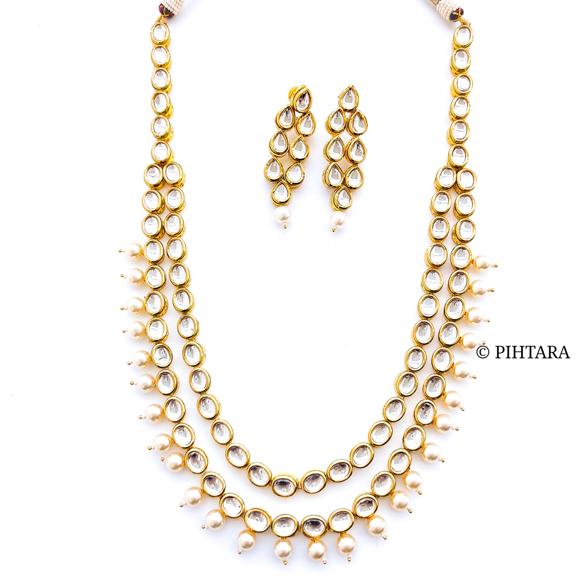 2 layered kundan haar with pearls