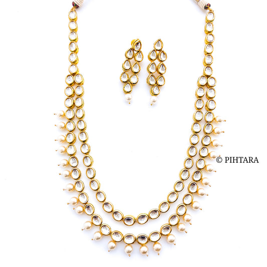 2 layered kundan haar with pearls