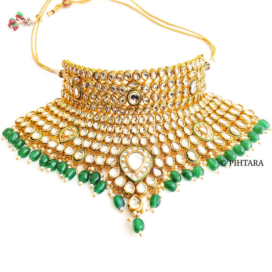 Bridal kundan necklace set with tikka