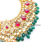 Jadau kundan necklace set with green beads
